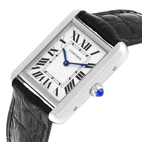 cartier tank watch black strap